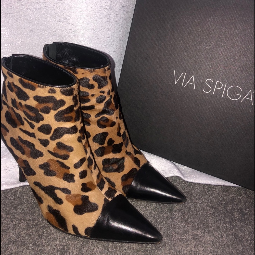 Via Spiga leopard heeled boots